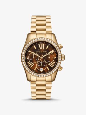 michael kors lexington pavé gold-tone watch